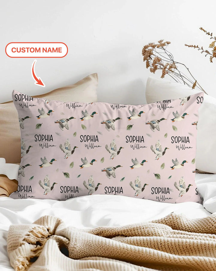 Custom Name Mallard Duck Bamboo Pillow Case