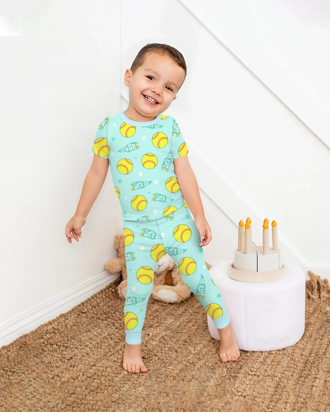 Softball Lovers Bamboo Two Piece Short Sleeve Pajama Set