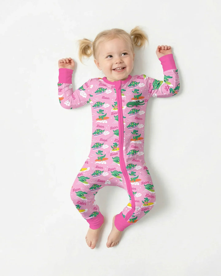 Embroidered Summer Alligator Bamboo Convertible Zippy