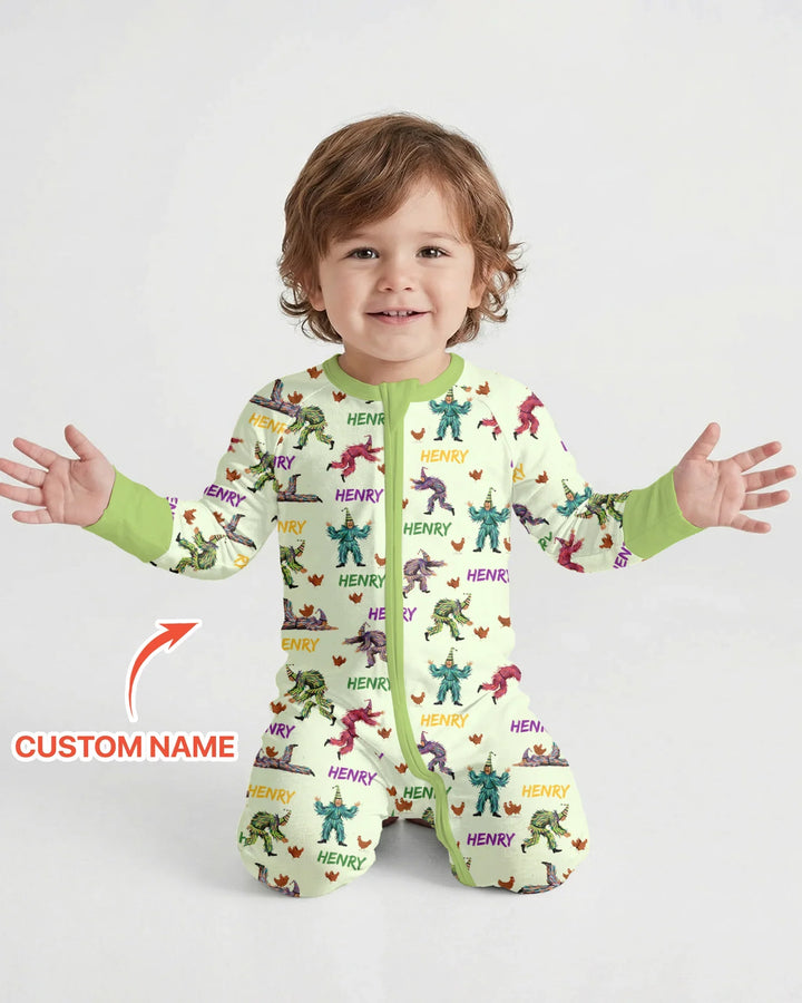 Custom Name Mardi Gras Chicken Chase Family Matching Bamboo Convertible Zippy