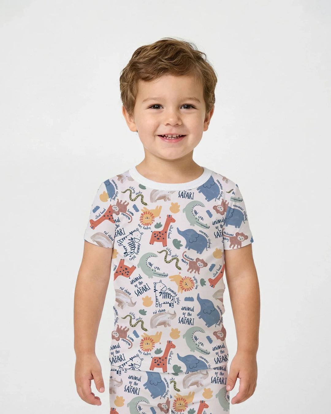Funny African Animals Bamboo Two Piece Short Sleeve Pajama Set