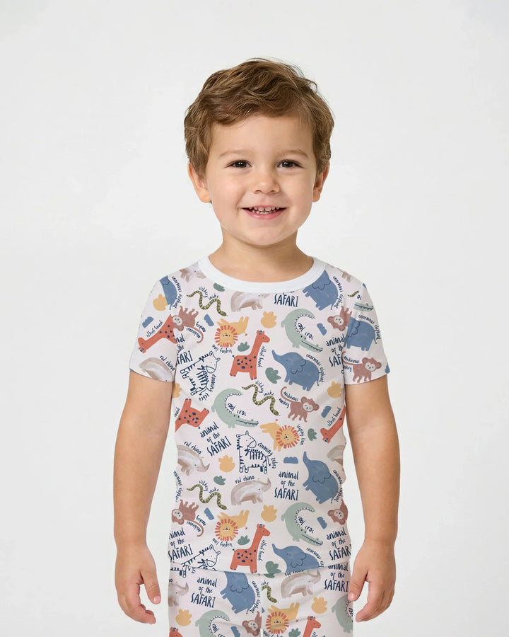 Funny African Animals Bamboo Two Piece Short Sleeve Pajama Set