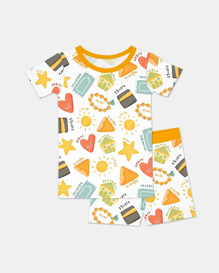 Islamic Shapes Bamboo Two Piece Short Sleeve Shorts Pajama Set