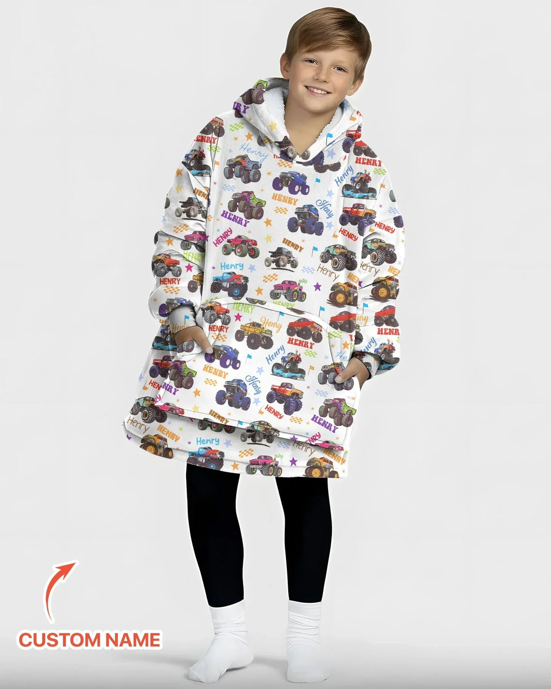 Monster Truck Custom Name Bamboo Blanket Hoodie