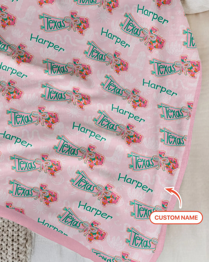 Custom Name Preppy Texas Charm Bamboo Blanket