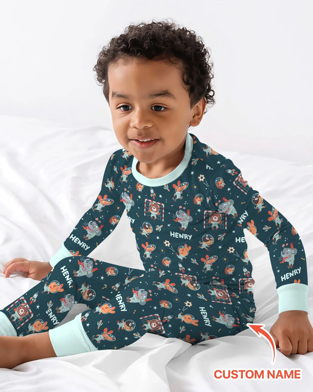 Space Soccer Bamboo Two Piece Long Sleeve Pajama Set