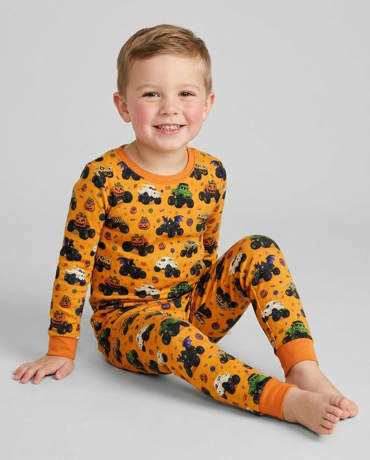 Spooky Monster Truck Bamboo Two Piece Long Sleeve Pajama Set