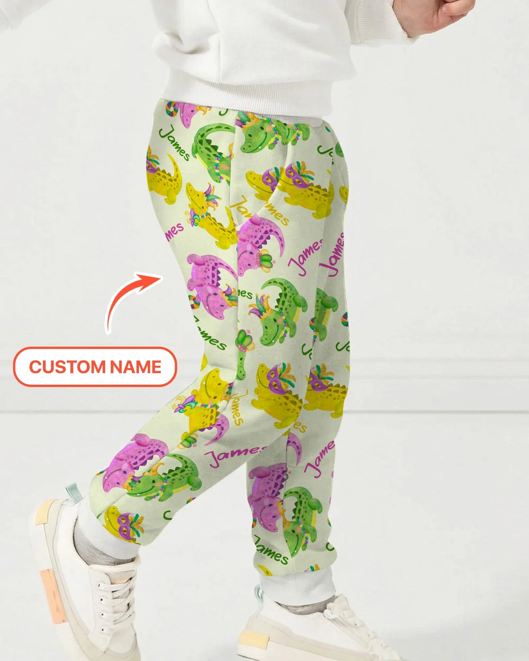 Custom Name Mardi Gras Alligator Bamboo Jogger