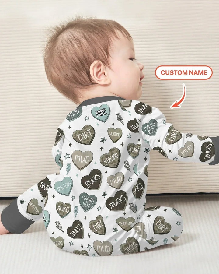 Personalized Camo Candy Hearts Bamboo Convertible Zippy