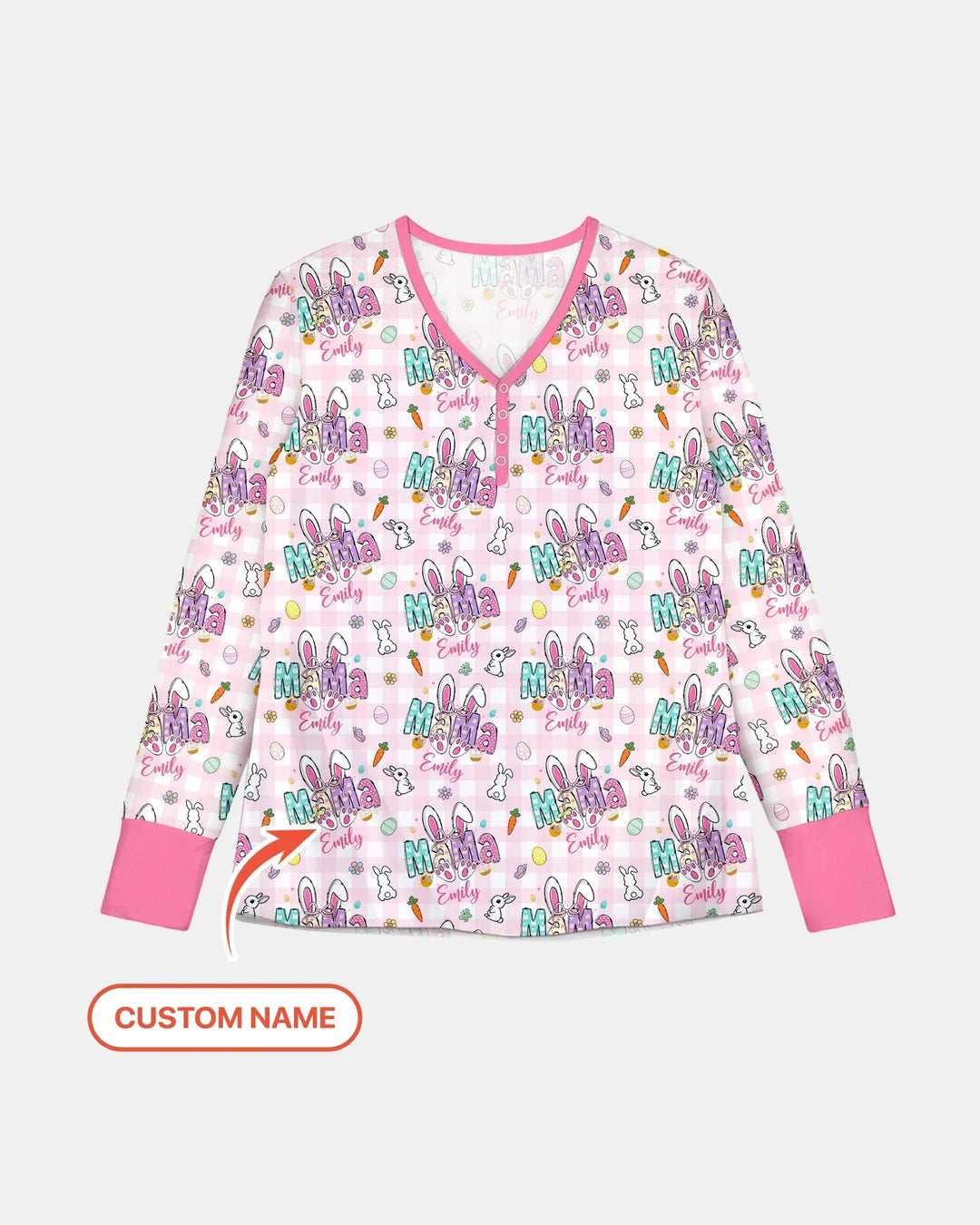 Custom Name Easter Family Matching Bamboo Women Pajama Set
