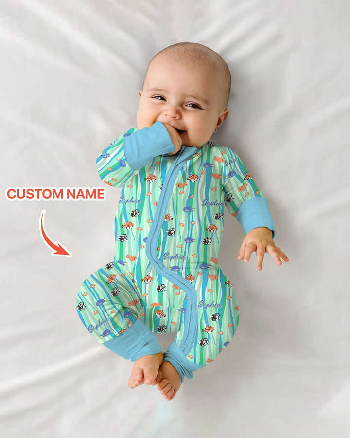 Custom Name Summer Beach Bamboo Convertible Zippy