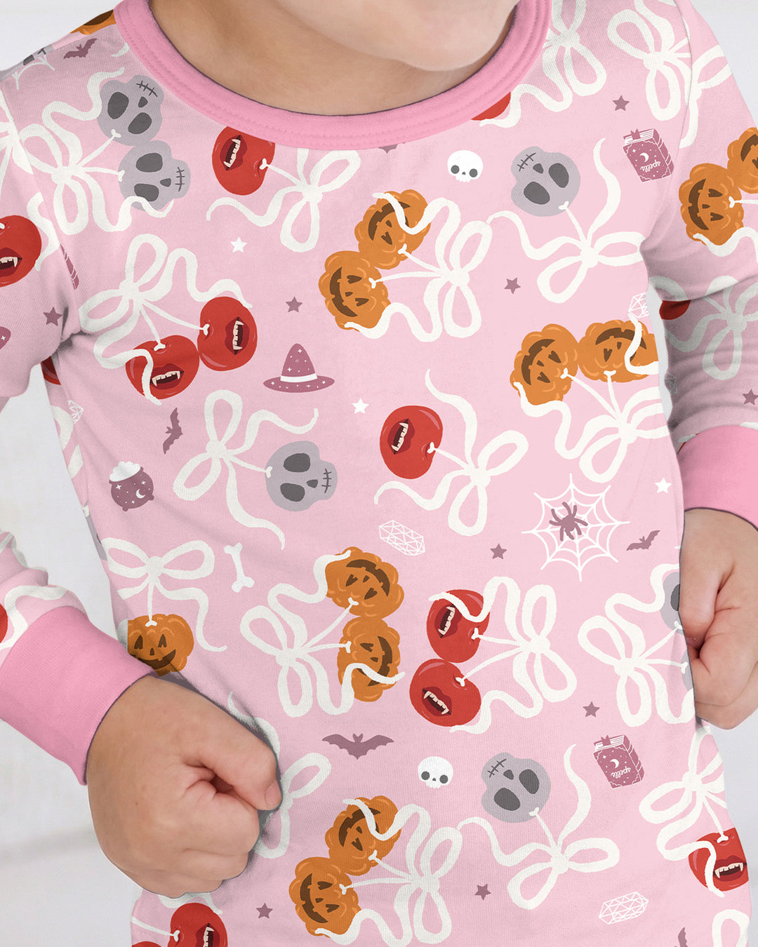 Spooky Halloween Cherry Matching Bamboo Two Piece Long Sleeve Pajama Set
