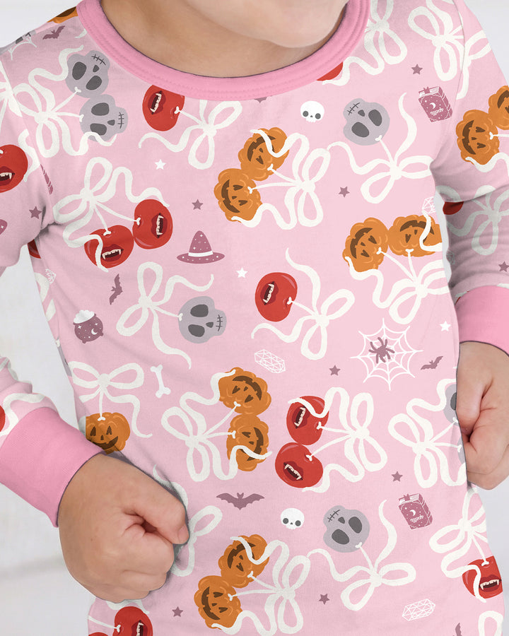 Spooky Halloween Cherry Matching Bamboo Two Piece Long Sleeve Pajama Set