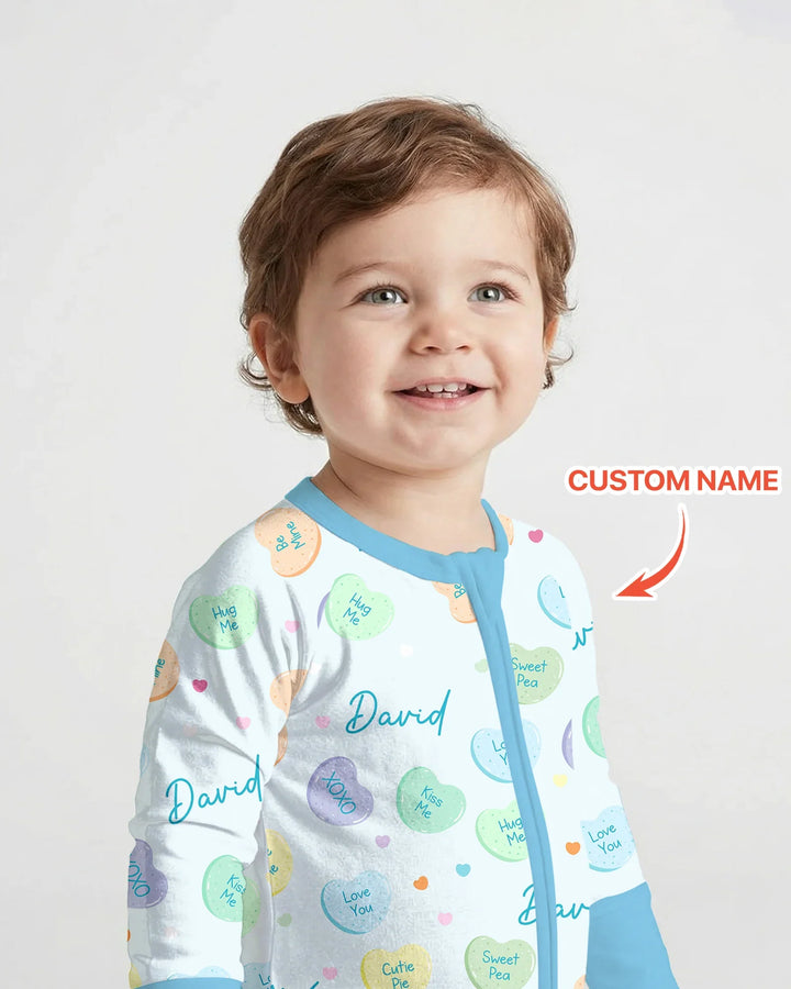 Custom Name Colorful Candy Hearts Family Matching Bamboo Convertible Zippy