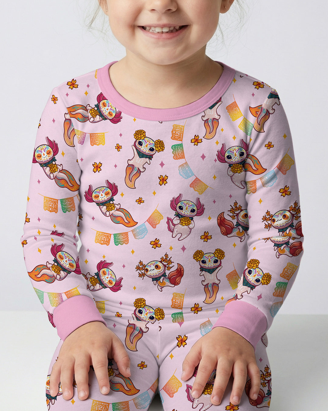 Axololt Día de los Muertos Bamboo Two Piece Long Sleeve Pajama Set