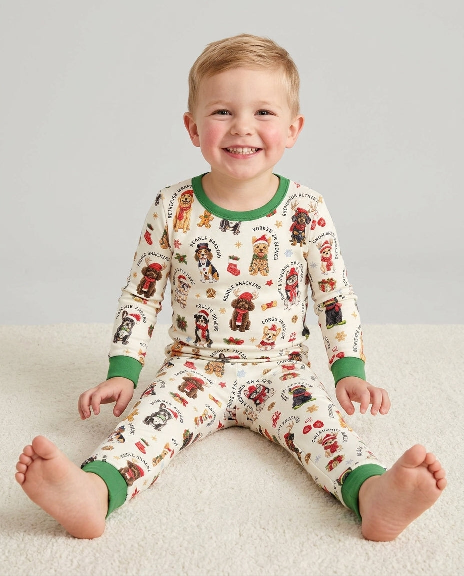 The 12 Dogs Of Christmas Bamboo Two Piece Long Sleeve Pajama Set