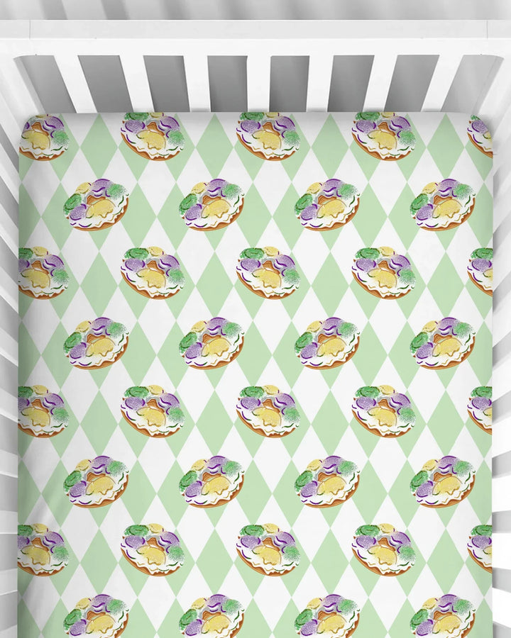 Mardi Gras Donut Bamboo Fitted Crib Sheet