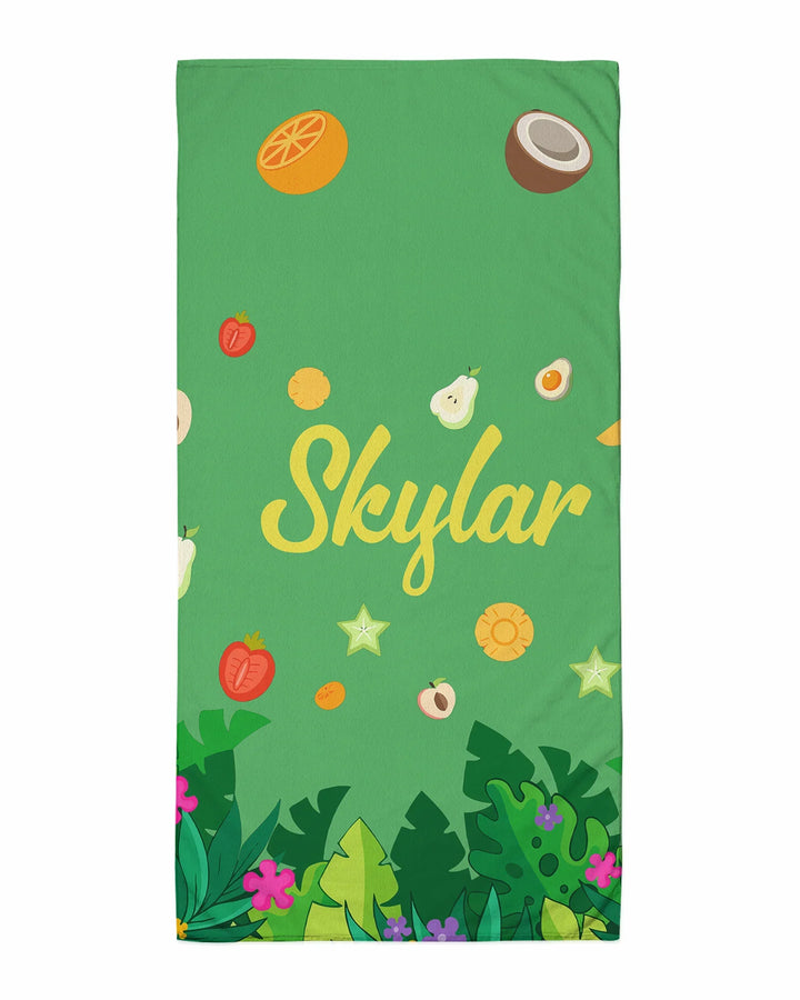 Personalised Fruits Palm Tree Marine Animals Bamboo Beach Towel