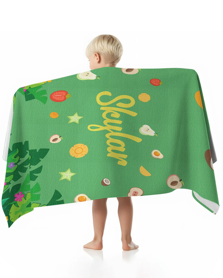 Personalised Fruits Palm Tree Marine Animals Bamboo Beach Towel