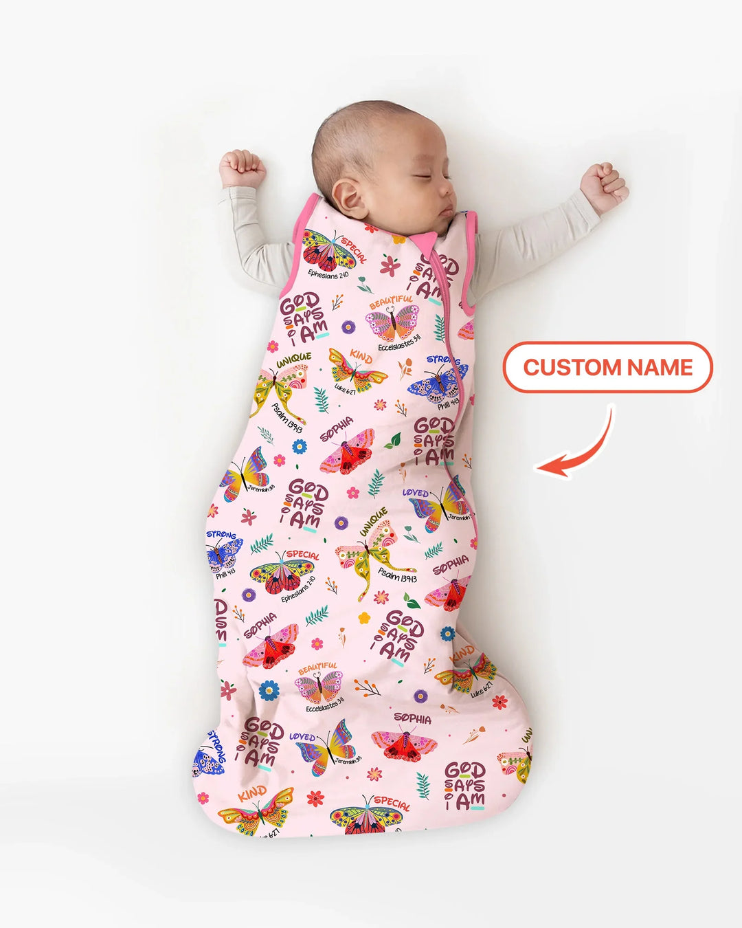 Custom Name God says I am Butterfly Bamboo Sleep Bag