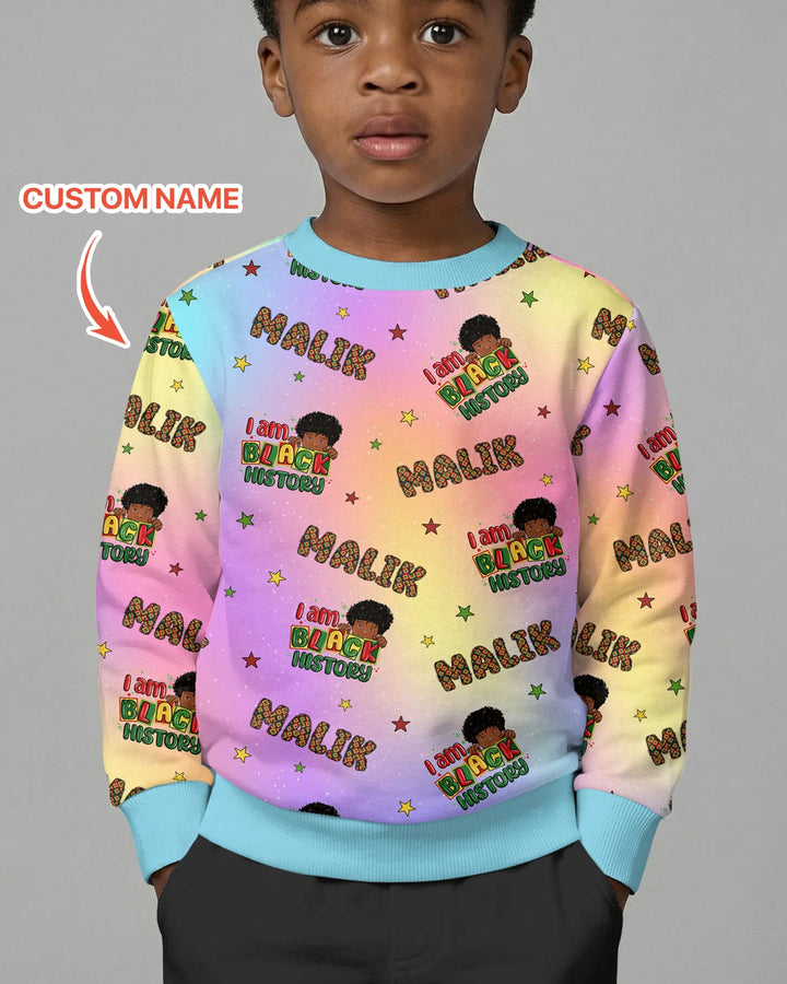 Custom Name I Am Black History Custom Bamboo Crewneck Sweatshirt