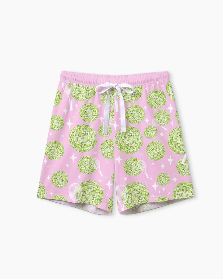 Tennis Disco Girl Party Matching Women Short Sleeve Short Pajama Set