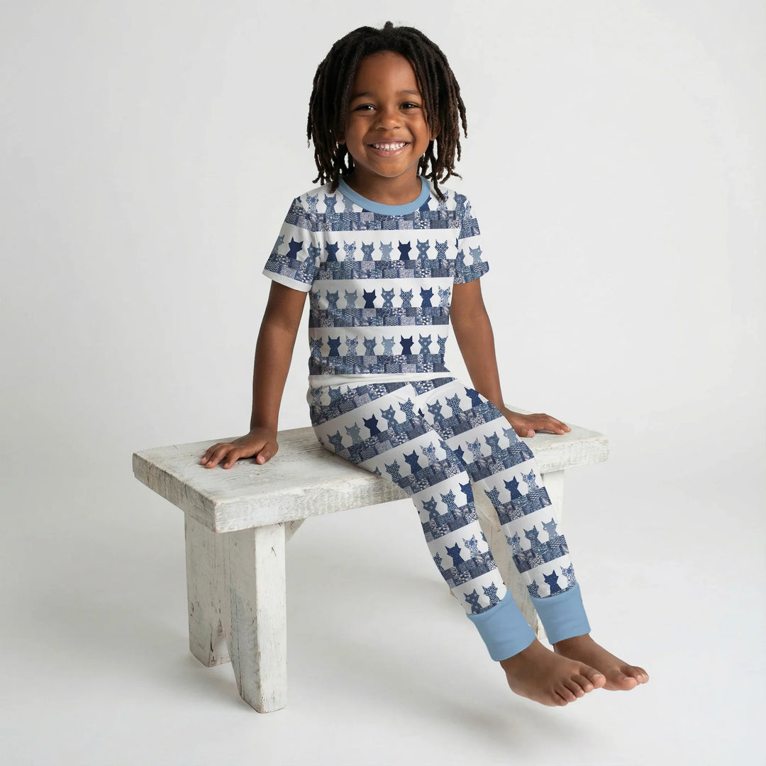 Midnight Feline Bamboo Two Piece Short Sleeve Pajama Set