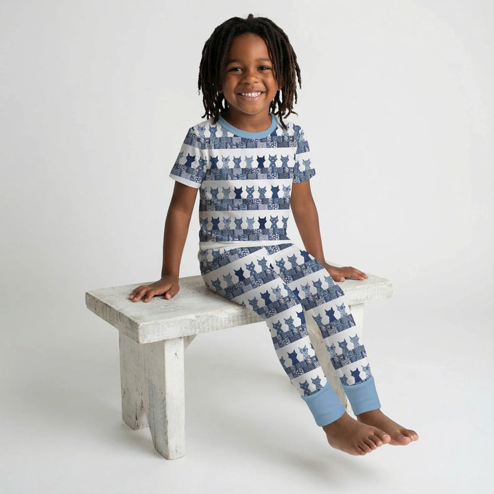 Midnight Feline Bamboo Two Piece Short Sleeve Pajama Set