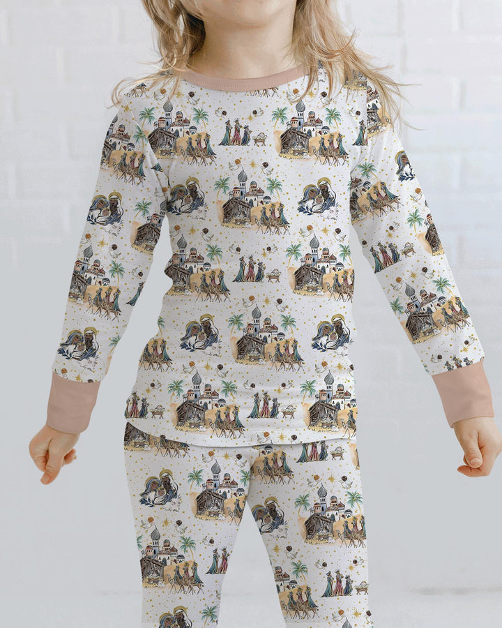 Nativity Christmas Family Matching Family Bamboo Two Piece Long Sleeve Pajama Set