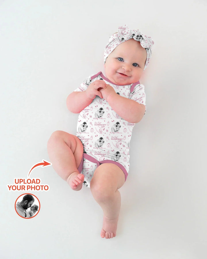 Custom Photo Our First Father's Day Together Bamboo Bodysuit
