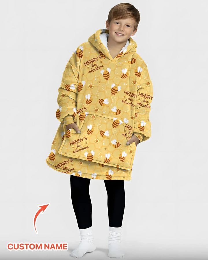 Custom Name Bee Back To School Bamboo Blanket Hoodie