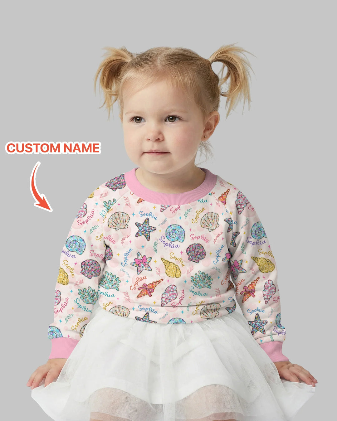 Custom Name Seaside Wildflower Summer Bamboo Crewneck Sweatshirt