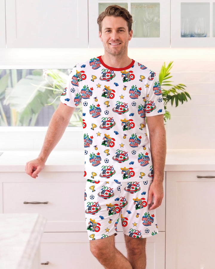 World Soccer North America 2026 Family Matching Bamboo Men Short Sleeve Short Pajama Set