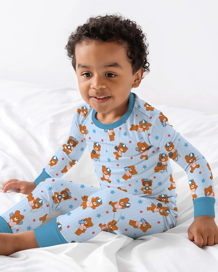 Born To Play Baseball Bamboo Two Piece Long Sleeve Pajama Set
