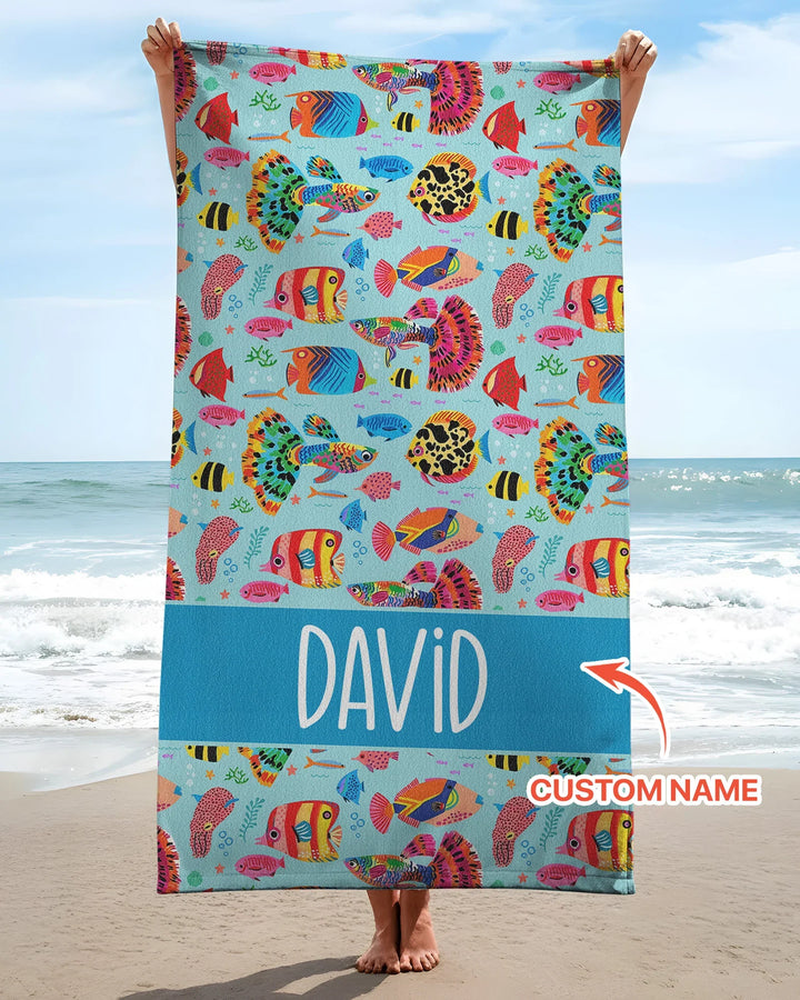 Custom Name Fish Dream Beach Towel