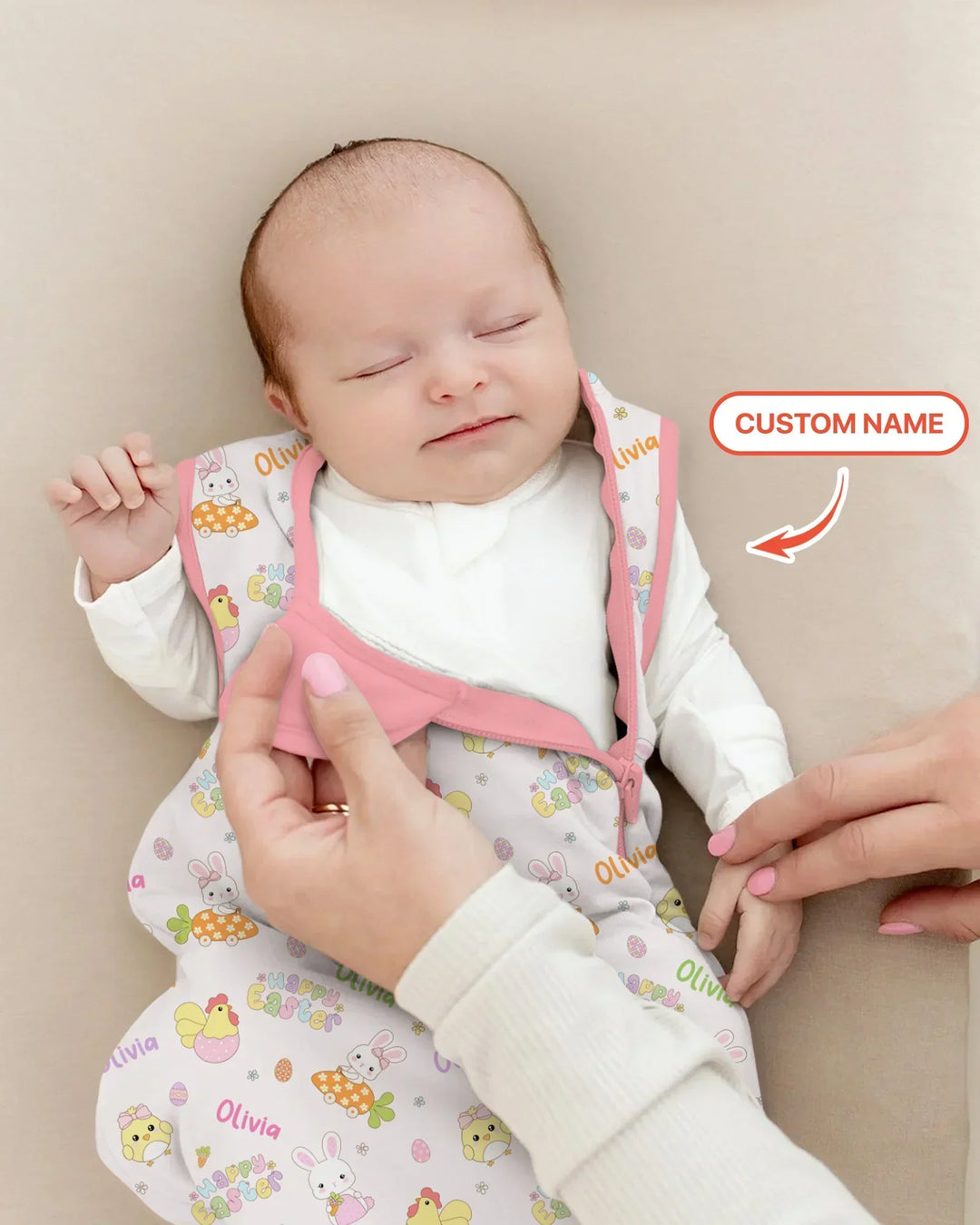 Custom name Happy Easter Bamboo Sleep Bag