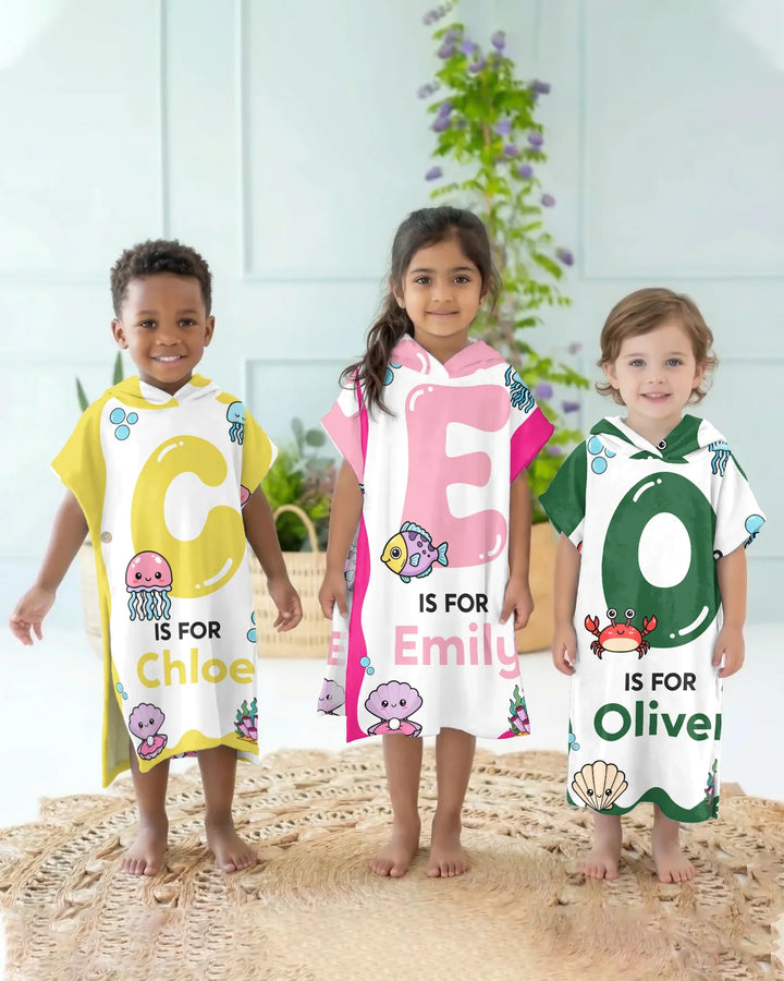 Personalised Ocean Theme Oversized Bamboo Swim Poncho