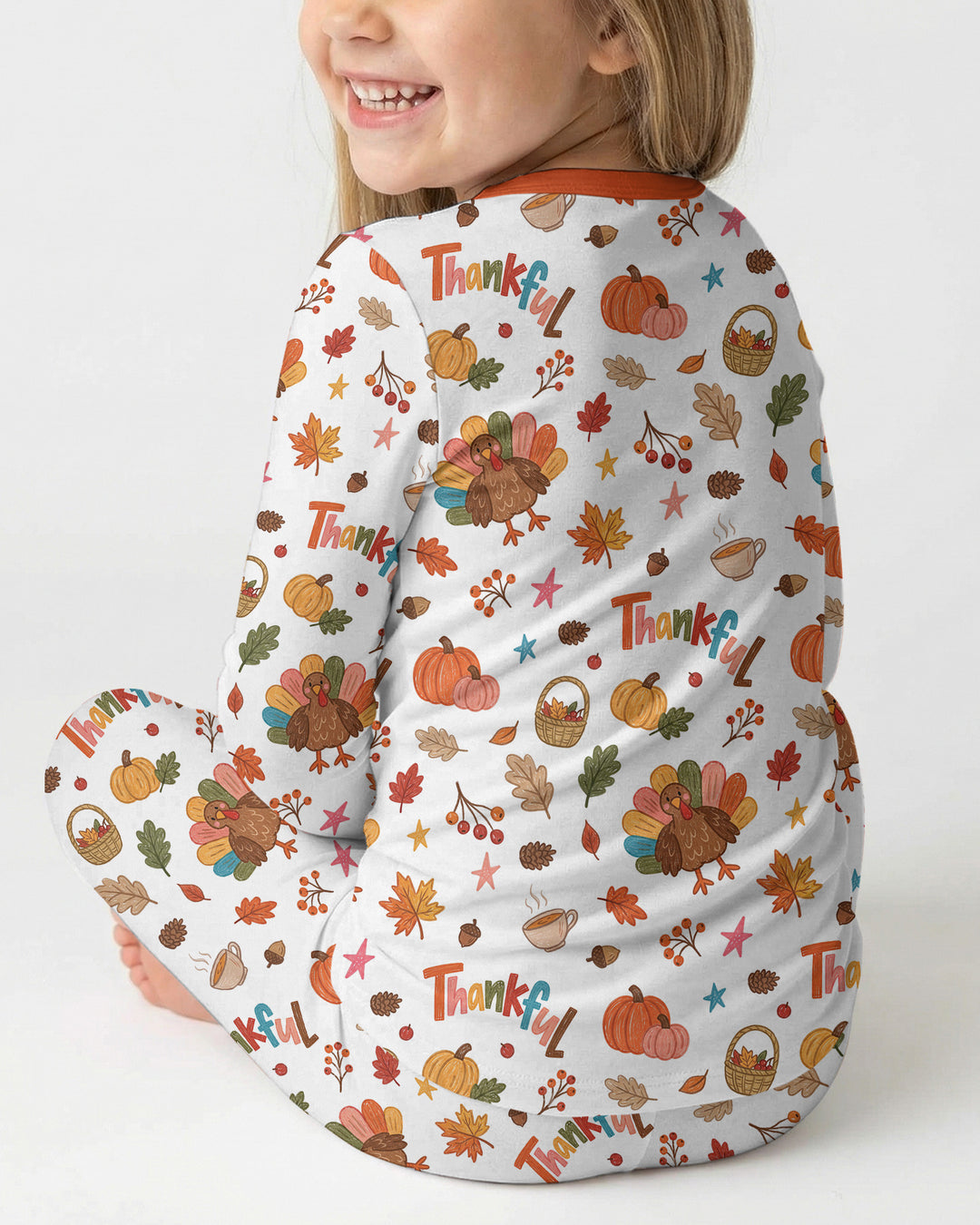 Thankful Turkey Bamboo Two Piece Long Sleeve Pajama Set