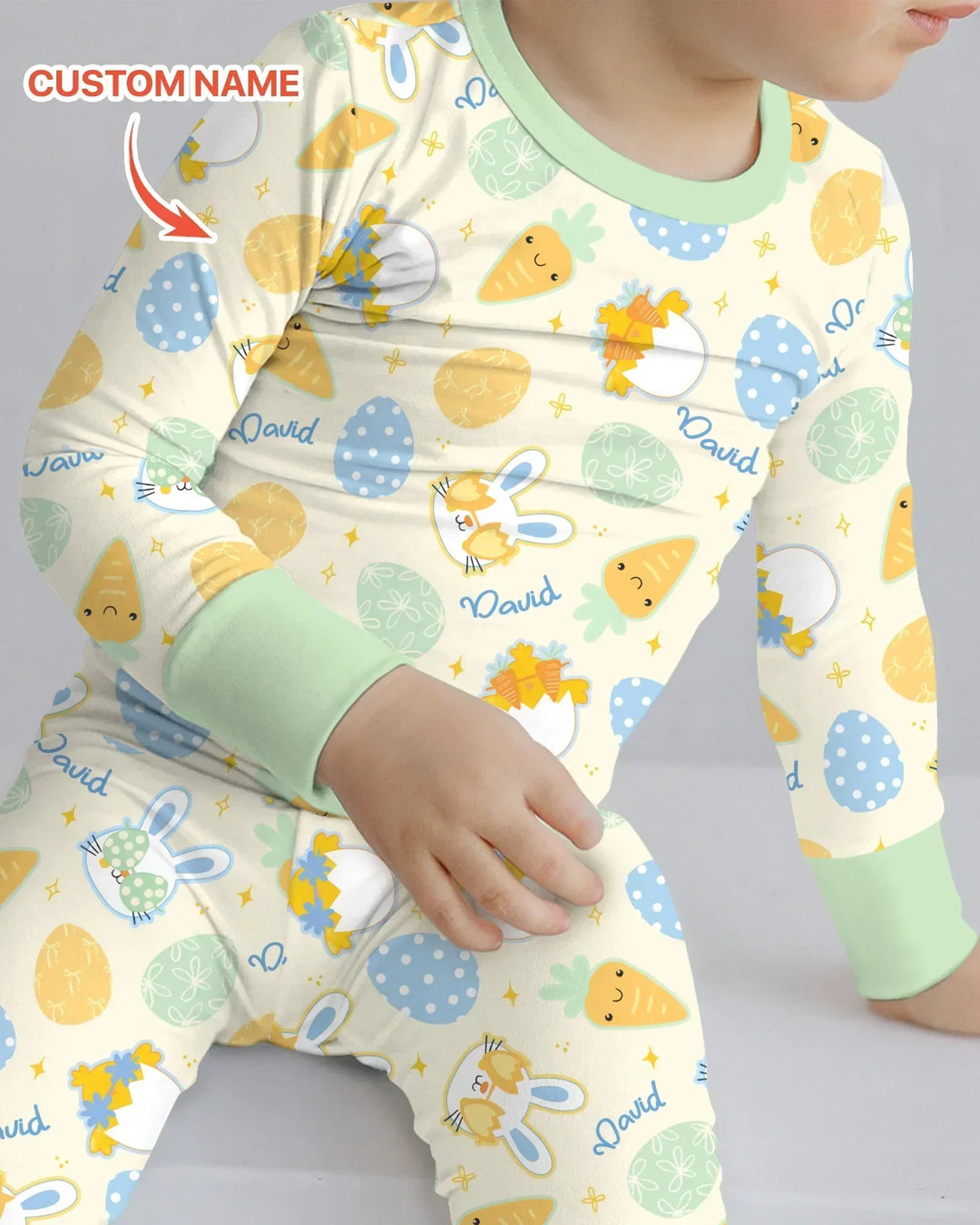Retro Easter Bamboo Two Piece Long Sleeve Pajama Set