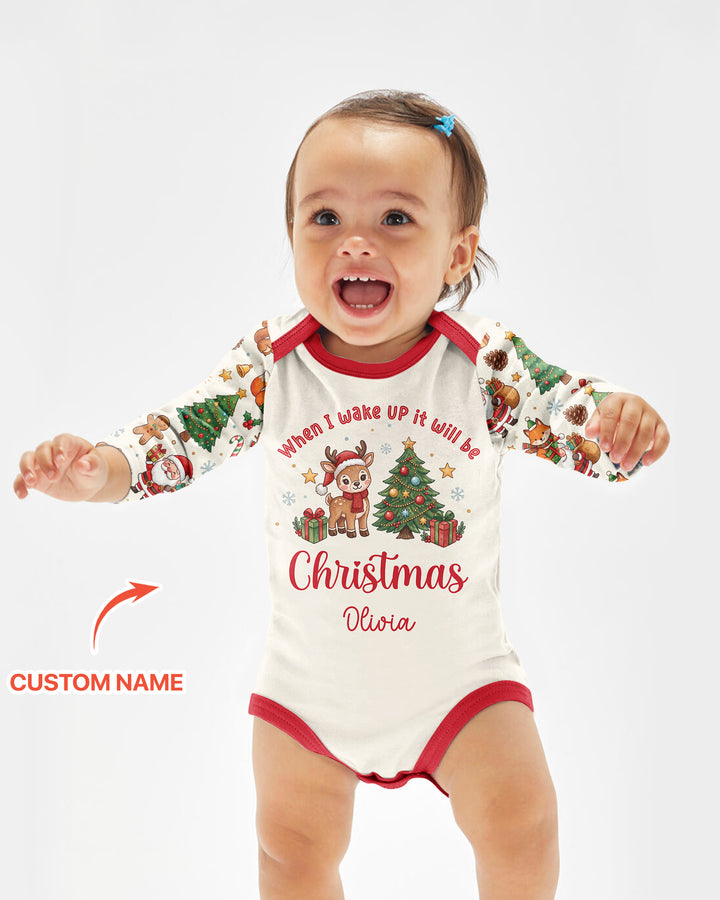 Custom Name When I Wake Up It's Will Be Christmas Bamboo Bodysuit