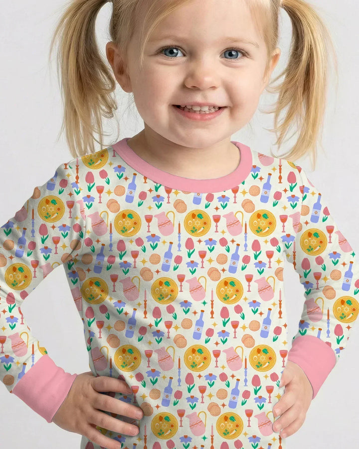Pesach Sameach Matching Family Bamboo Two Piece Long Sleeve Pajama Set