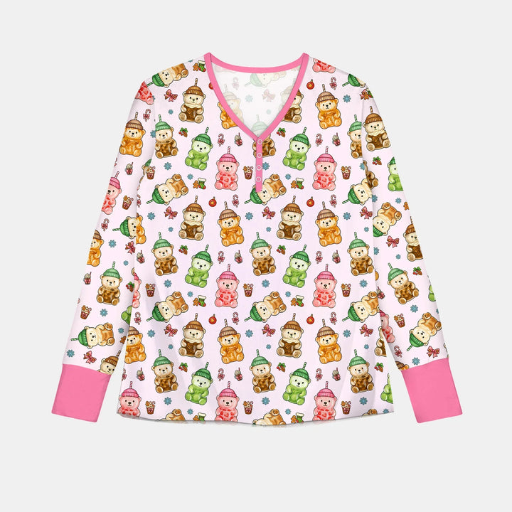 Holiday Bear Cup Custom Bamboo Women Pajama Set