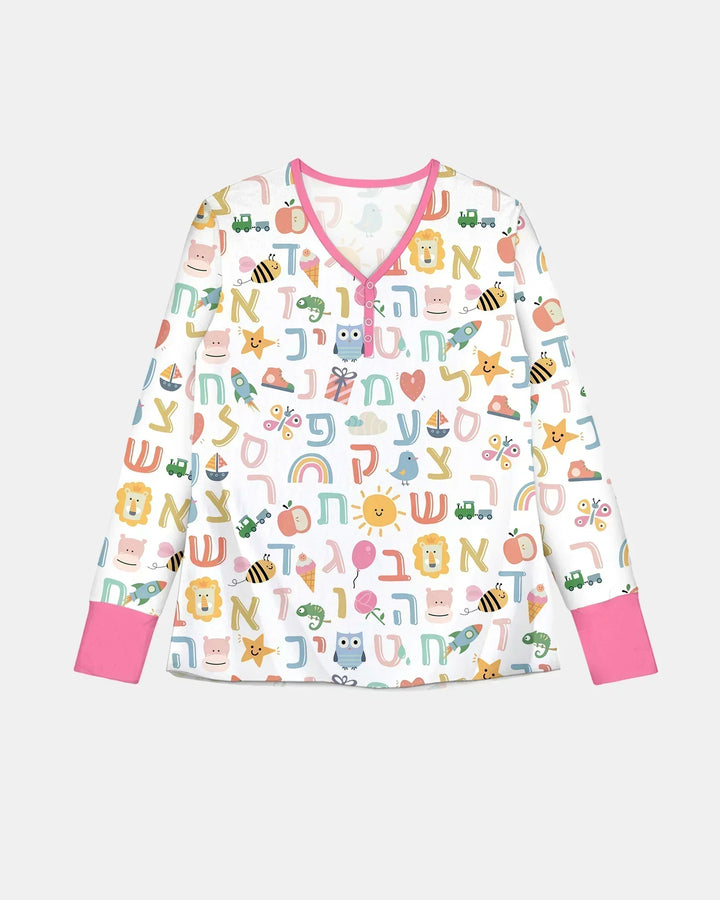 Hebrew Alphabet Bamboo Women Pajama Set