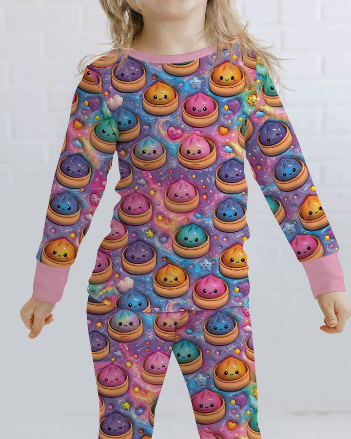 Kawaii Glitter Dumpling Bamboo Two Piece Long Sleeve Pajama Set