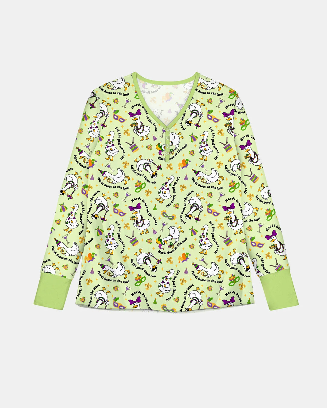 Mardi Gras Silly Goose Bamboo Women Pajama Set