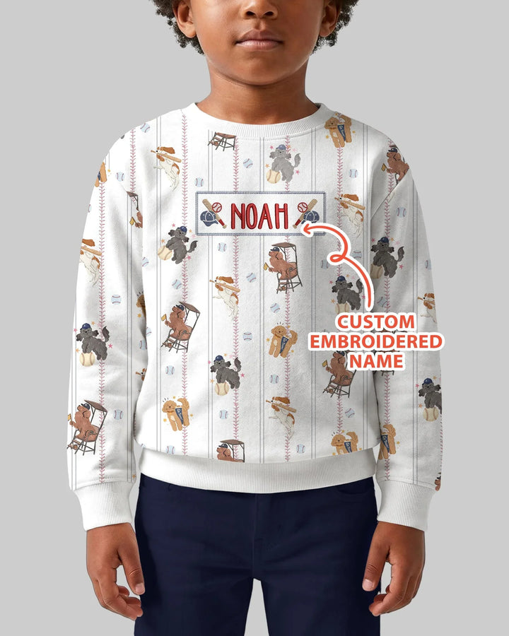 Custom Embroidered Name Baseball Bamboo Crewneck Sweatshirt