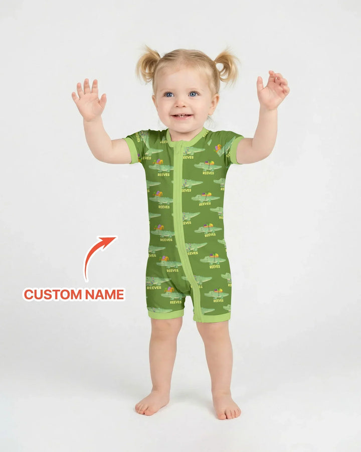 Custom Name Mardi Gras Gator Bamboo Shorty Zippy