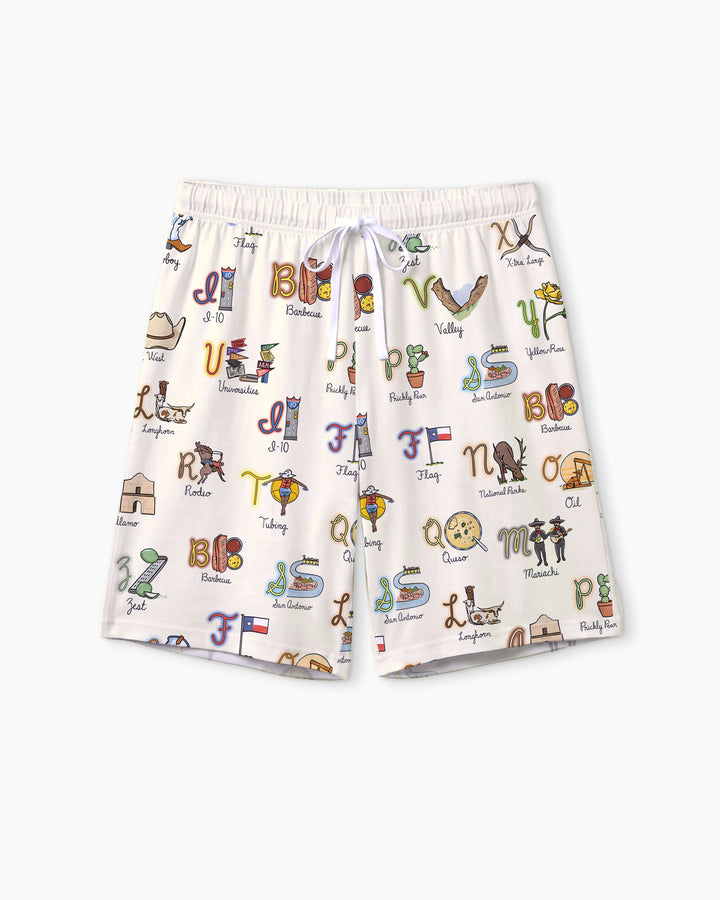 Texas Alphabet Bamboo Men Short Sleeve Short Pajama Set