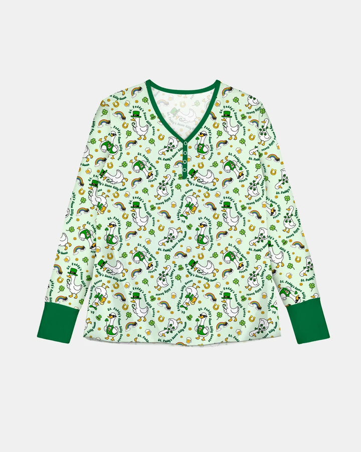 St. Patrick's Day Silly Goose Bamboo Women Pajama Set