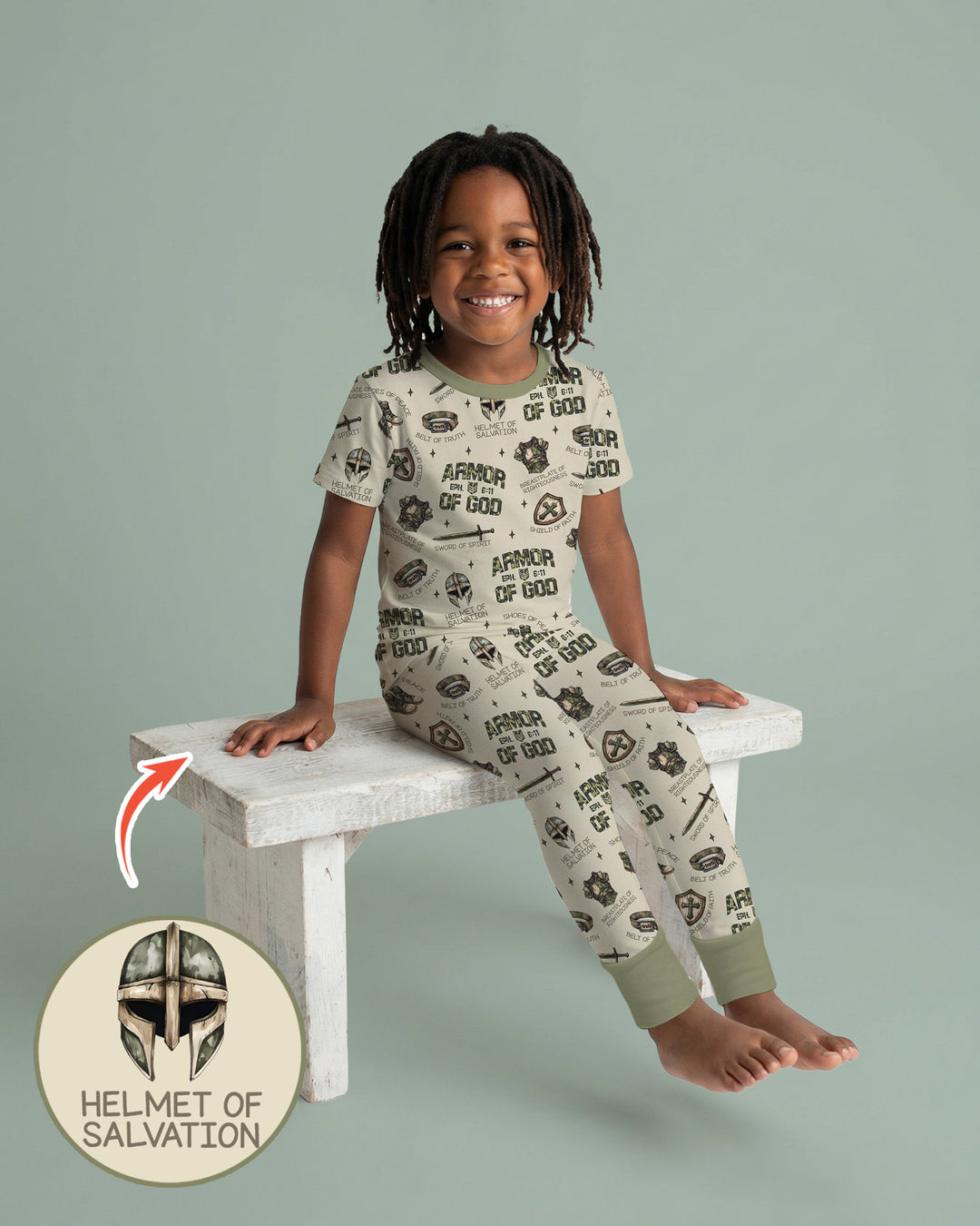 Camo Armor Of God Bamboo Two Piece Short Sleeve Pajama Set